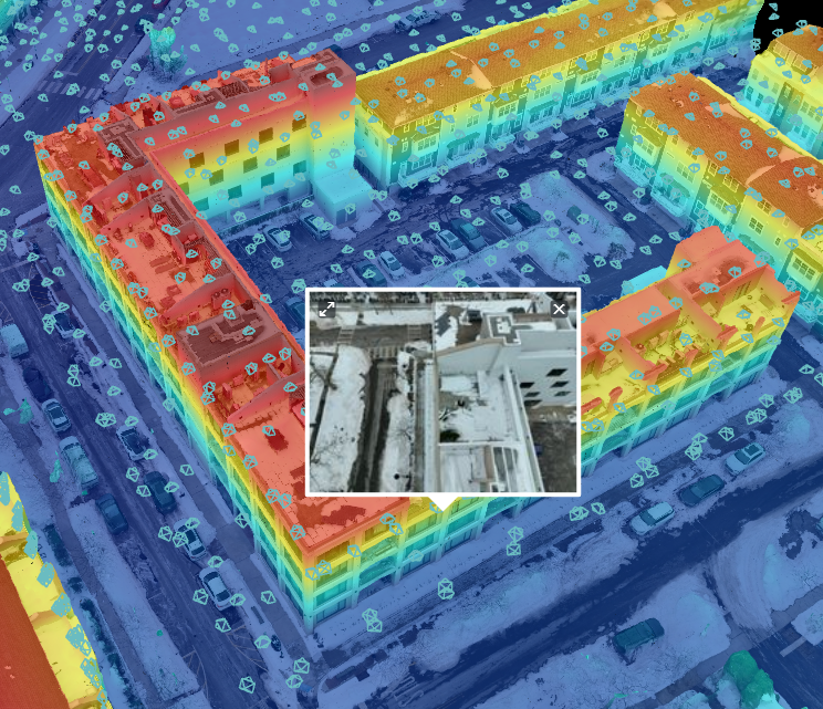 Color-coded facade inspection data